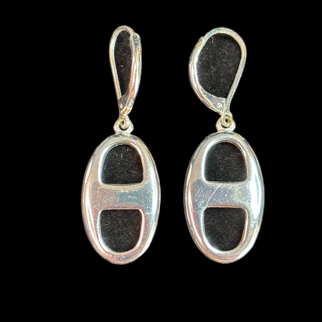 Modern Silver Geometric Dangle Earrings